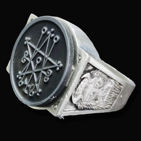 Demon Ring 29 DUKE ASTAROTH 72 Demons Lesser Key of Solomon Goetia In Silver 2.2 cm x 1.8 cm 18 Gr Art 1807 - Bricks Masons