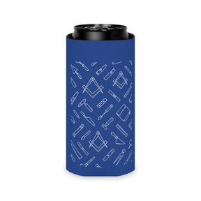 Master Mason Blue Lodge Can Cooler - Regular & Slim Can Blue Working Tools - Bricks Masons