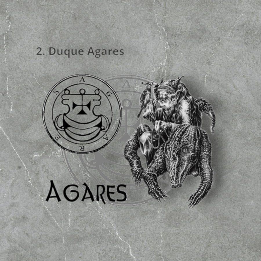 Demon Pendant 02 DUKE AGARES and Secret Seal of Solomon 72 Demons Lesser Key of Solomon Goetia In Silver 3 x 2.5 cm 12 Gr Art 1861 - Bricks Masons
