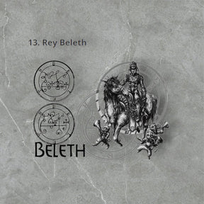 I swore Demon 13 KING BELETH and Secret Seal of Solomon 72 Demons Lesser Key of Solomon Goetia In Silver 3 x 2.5 cm 12 Gr Art 1872 - Bricks Masons