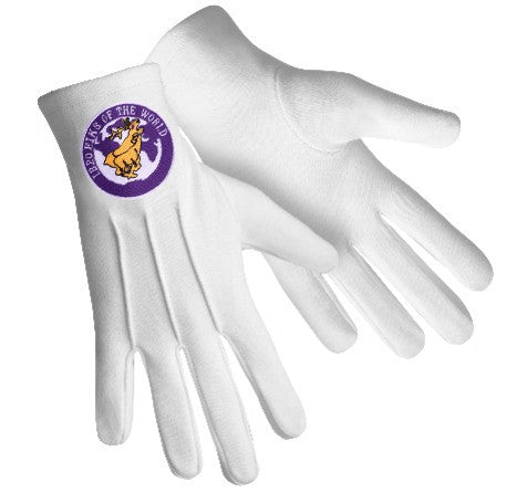 Elks of the World Gloves - White Cotton Buck and Doe - Bricks Masons