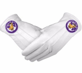 Elks of the World Gloves - White Leather Buck and Doe - Bricks Masons