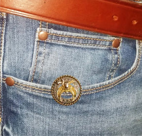 Shriners Pocket Key Holder - Gold Metal - Bricks Masons