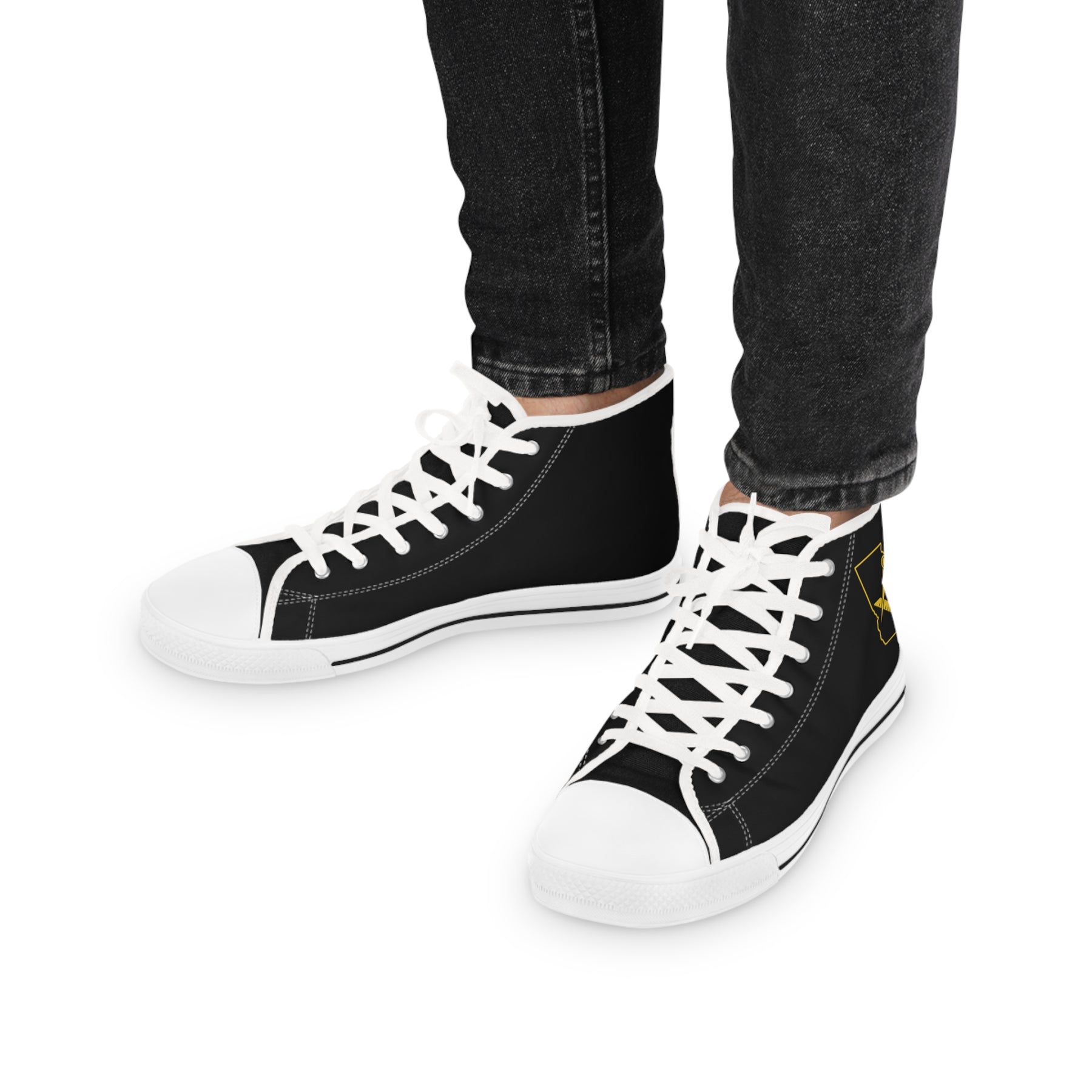 Master Mason Blue Lodge Sneaker - High Top Black & White Sole Georgia Map Mason - Bricks Masons