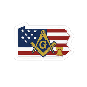 Master Mason Blue Lodge Sticker Decal - Kiss-Cut Pennsylvania With Liberty Bell - Bricks Masons