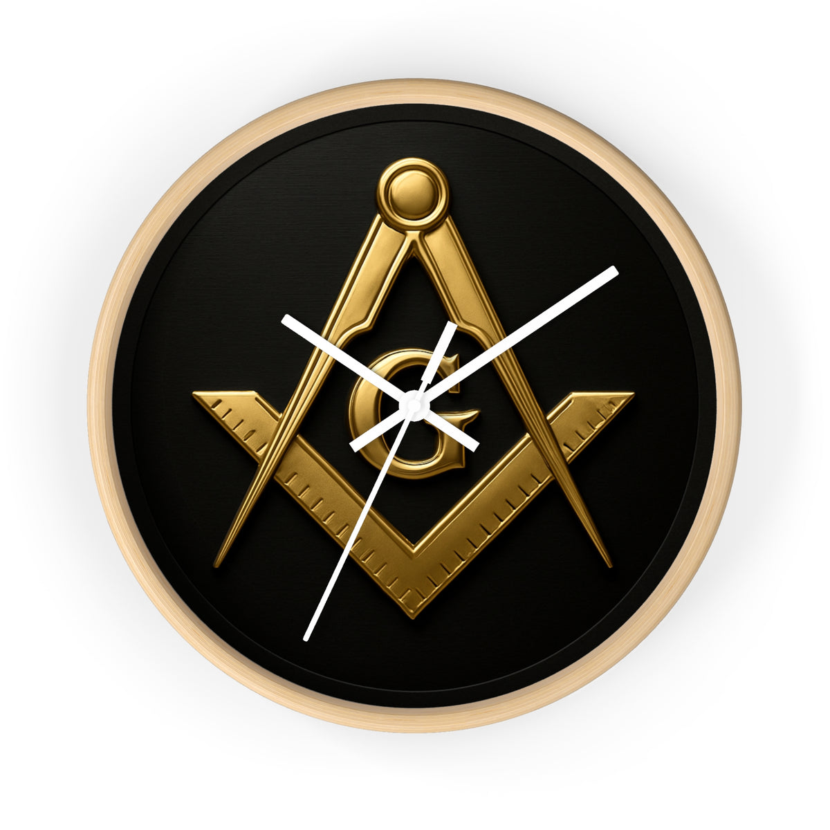 Master Mason Blue Lodge Clock - S&C with G Design on Wood Frame - Bricks Masons