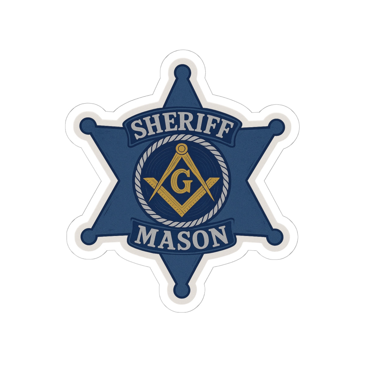 Master Mason Blue Lodge Sticker Decal - Kiss-Cut Blue Sheriff Star - Bricks Masons