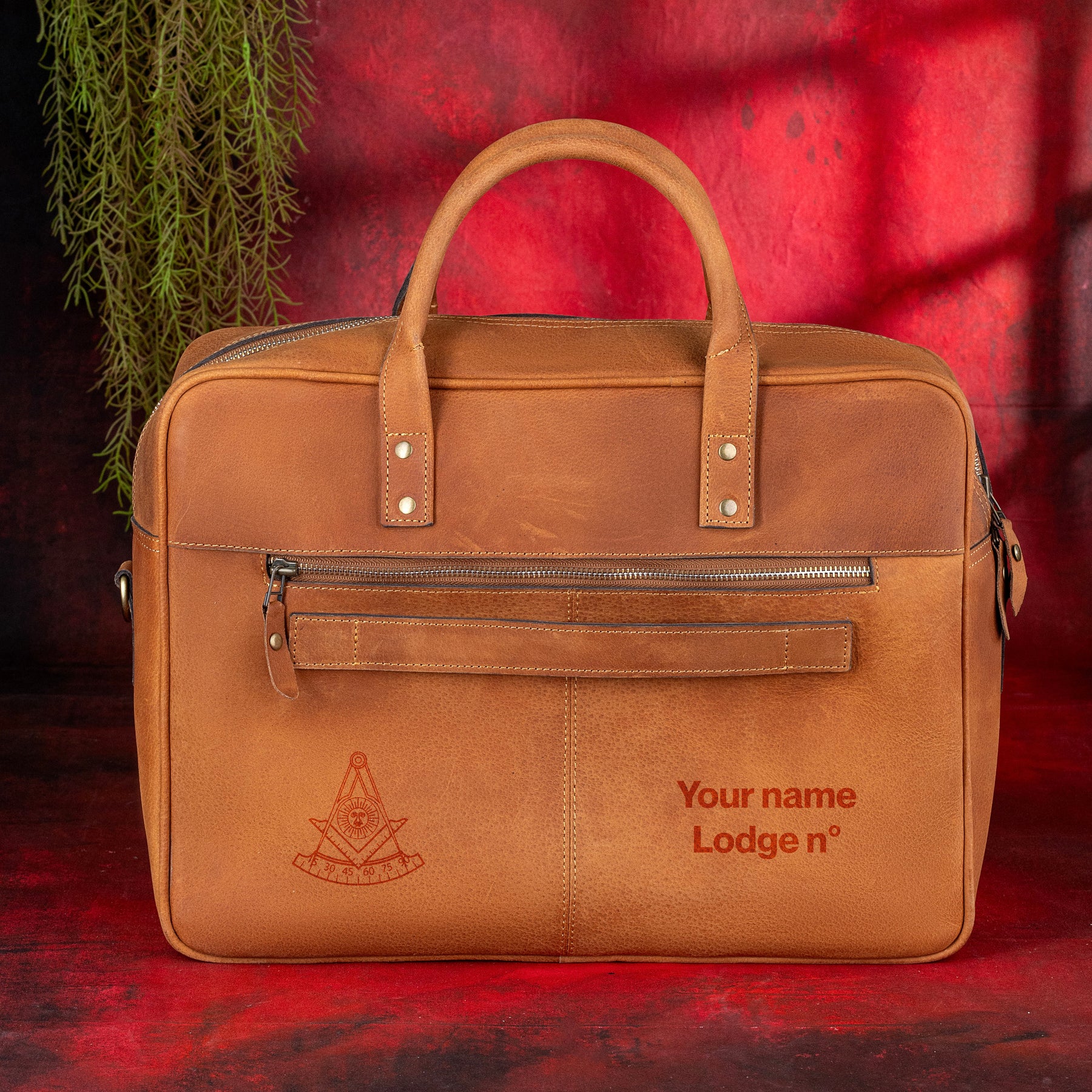 Past Master Blue Lodge California Regulation Briefcase - Brown Leather - Bricks Masons