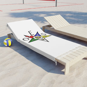 OES Towel - White Polyester With Colorful Star Beach Cloth - Bricks Masons