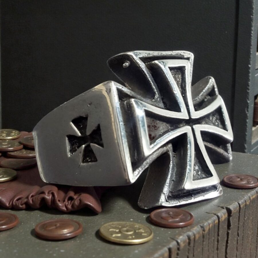 Templar Cross Ring in Silver 1.5 cm 20 g Art 278 - Bricks Masons