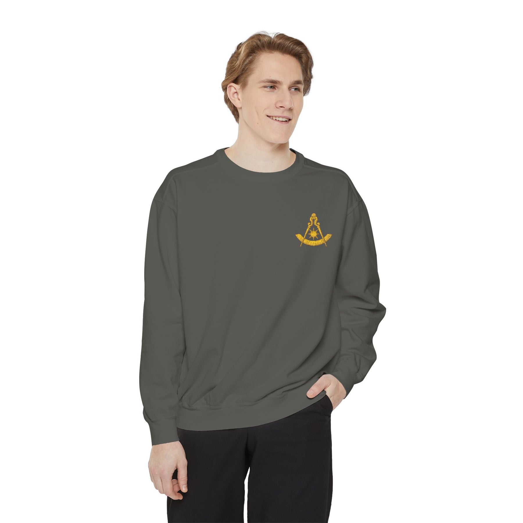 Past Master Blue Lodge Sweatshirt - Embroidered Quadrant & Compass Sun - Bricks Masons