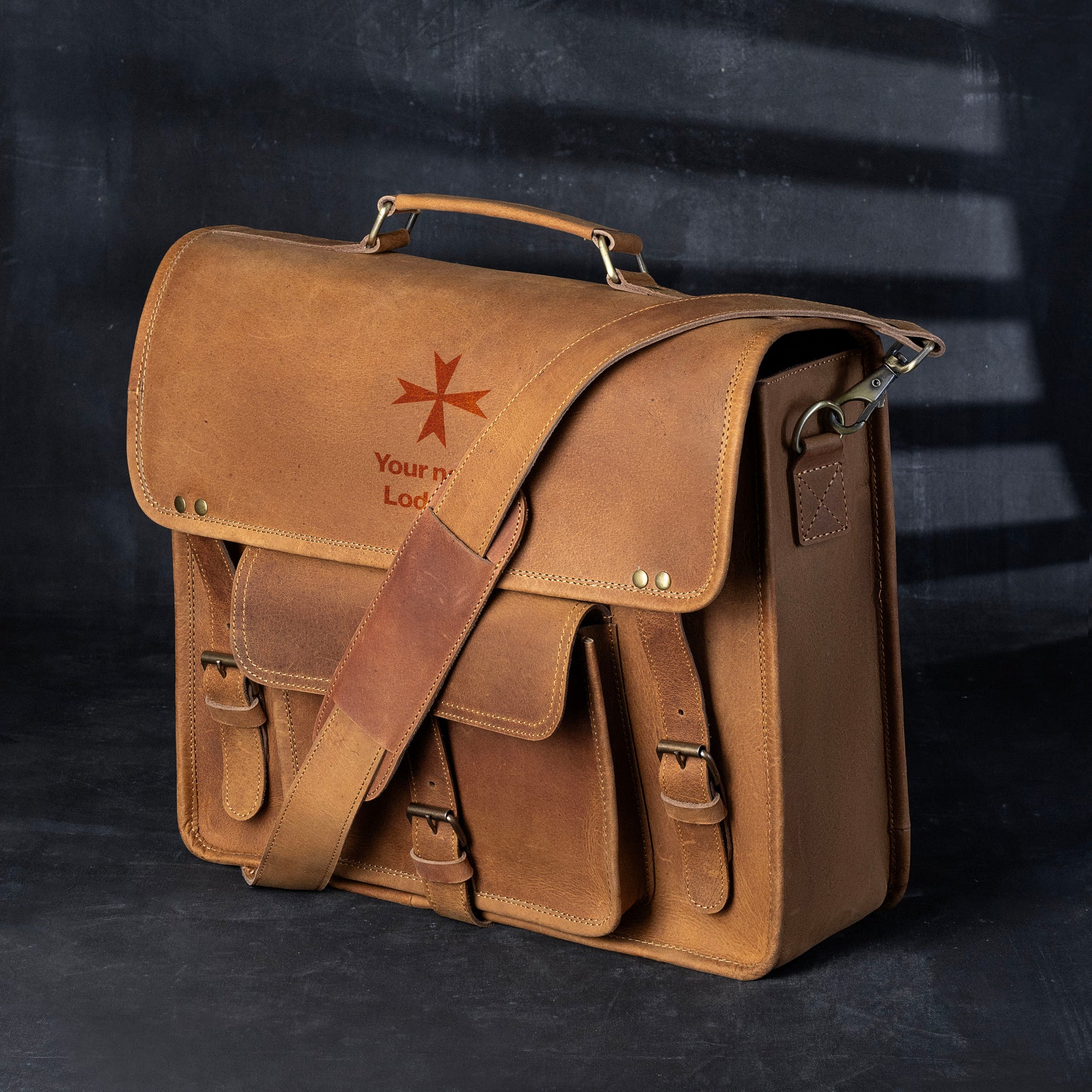 Order Of Malta Briefcase - Genuine Cow Leather - Bricks Masons