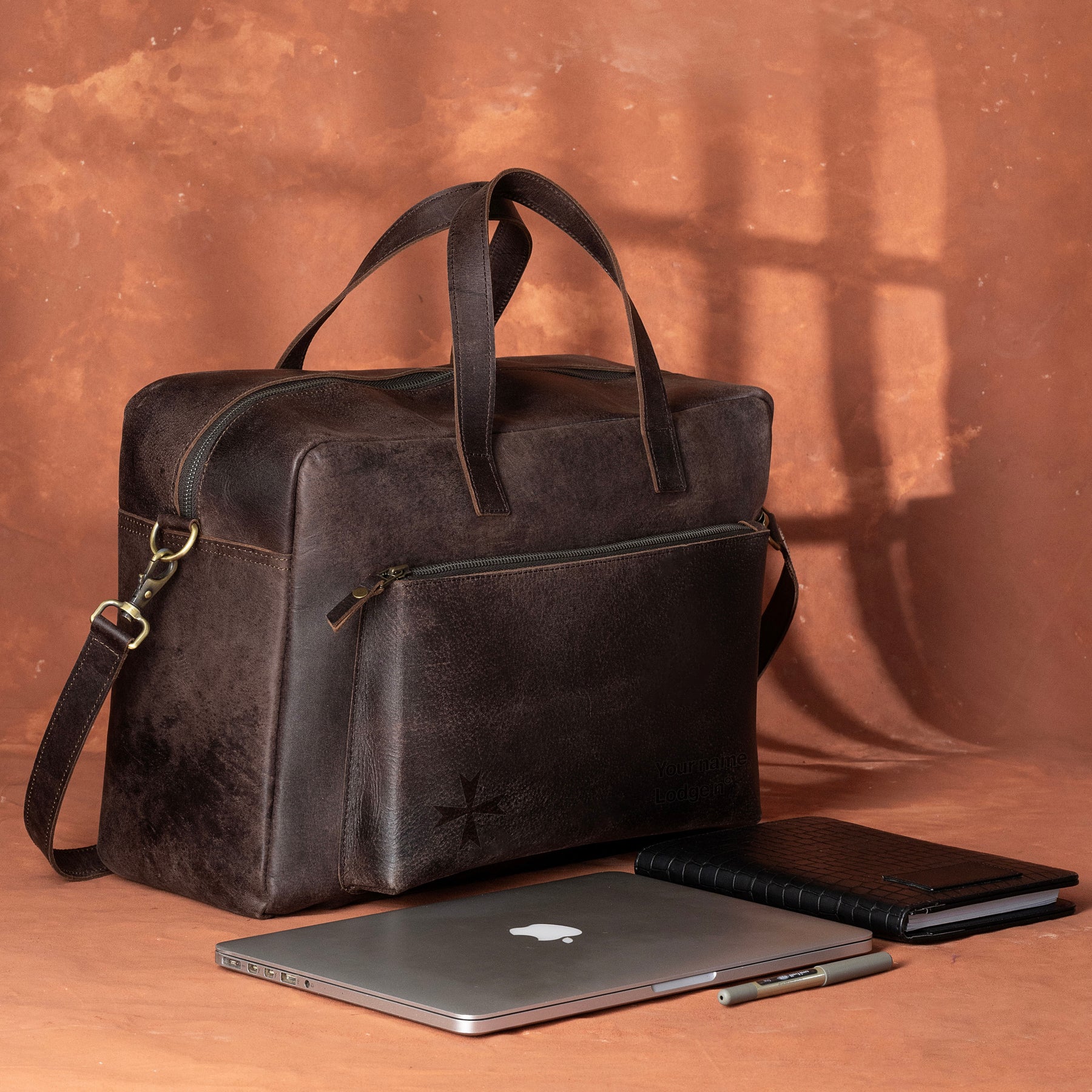 Order Of Malta Briefcase - Dark Brown Cow Leather - Bricks Masons