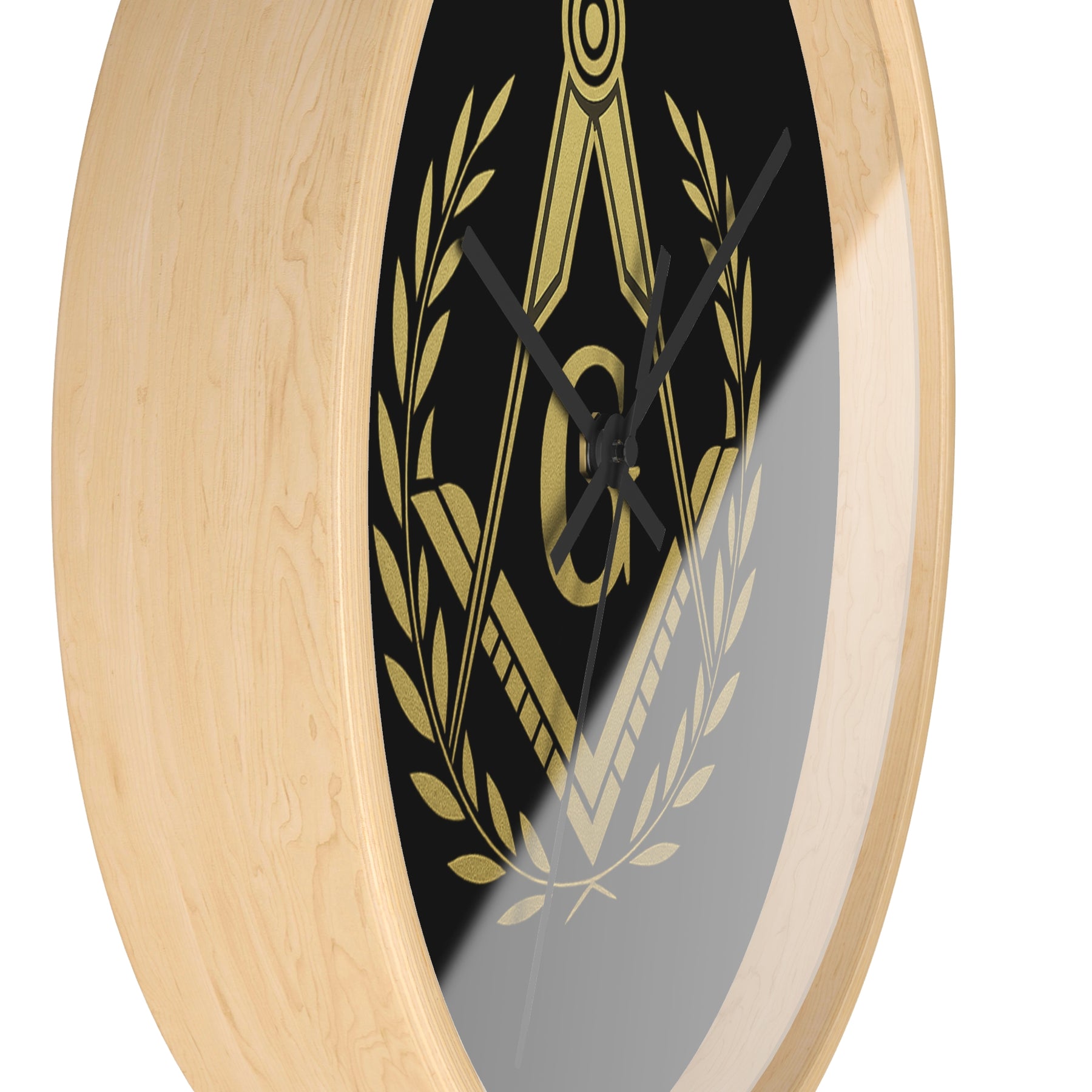 Master Mason Blue Lodge Clock - Wreath with Square & Compass G in Wooden Frame - Bricks Masons