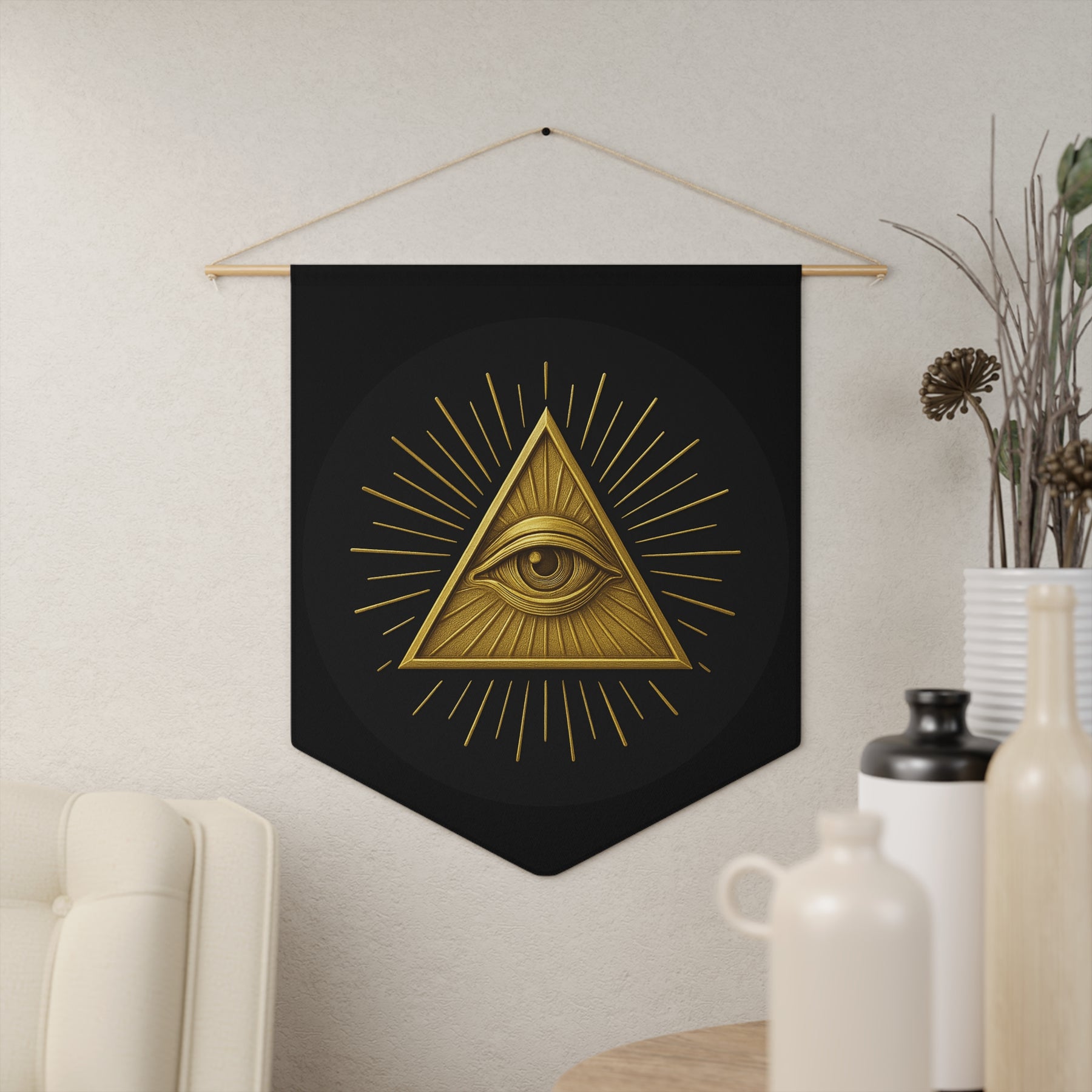 Eye of Providence Pennant - Radiant Triangle with All-Seeing Eye - Bricks Masons