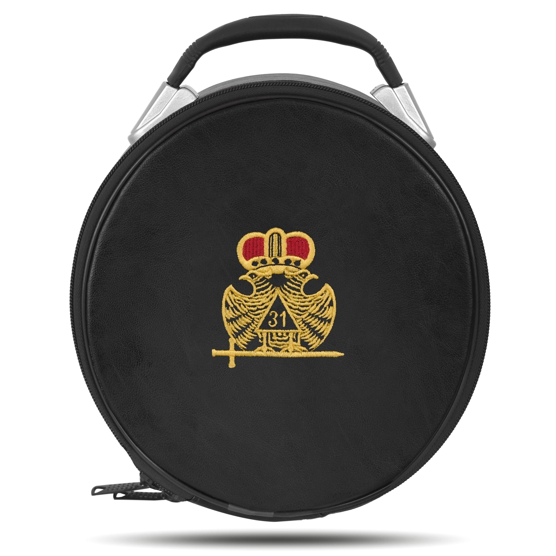 31st Degree Scottish Rite Crown Cap Case - Double Eagle Black Machine Embroidery - Bricks Masons