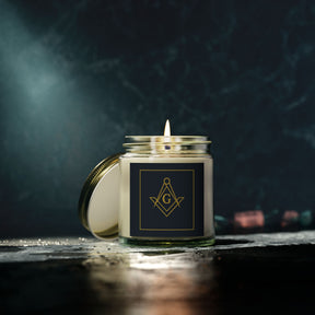 Master Mason Blue Lodge Candle - Scented Coconut Apricot Wax, 4oz & 9oz - Bricks Masons