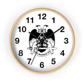 32nd Degree Scottish Rite Clock - Wings Down Wooden Frame - Bricks Masons