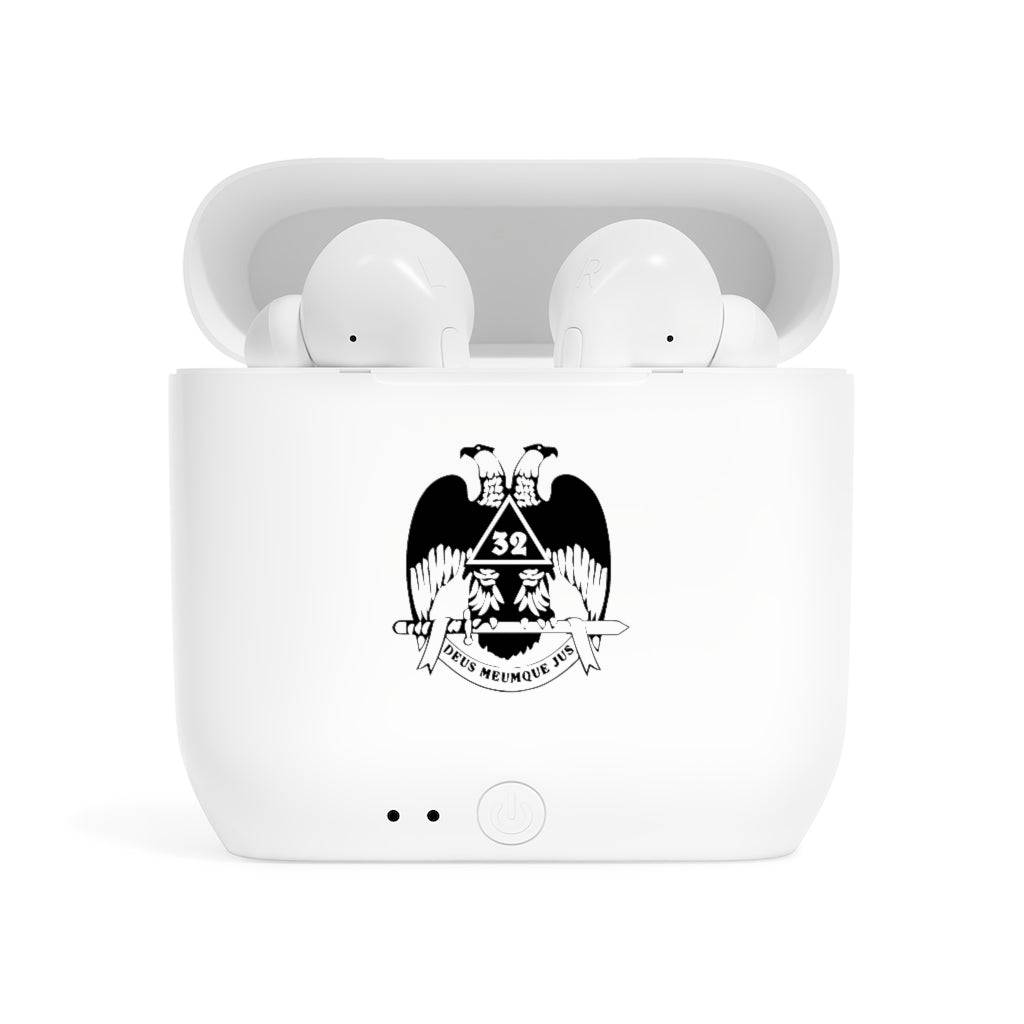 32nd Degree Scottish Rite Earbud - Wings Down White - Bricks Masons