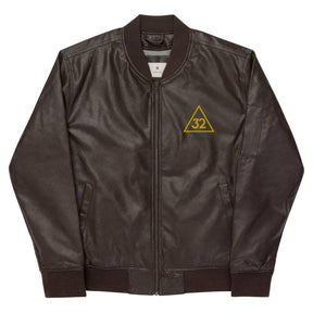 32nd Degree Scottish Rite Jacket - Leather Golden Embroidery - Bricks Masons