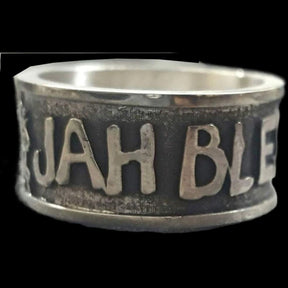 Ring Leon Judah Rastafari Jah Bless Silver 0.8 Cm Art 33 - Bricks Masons