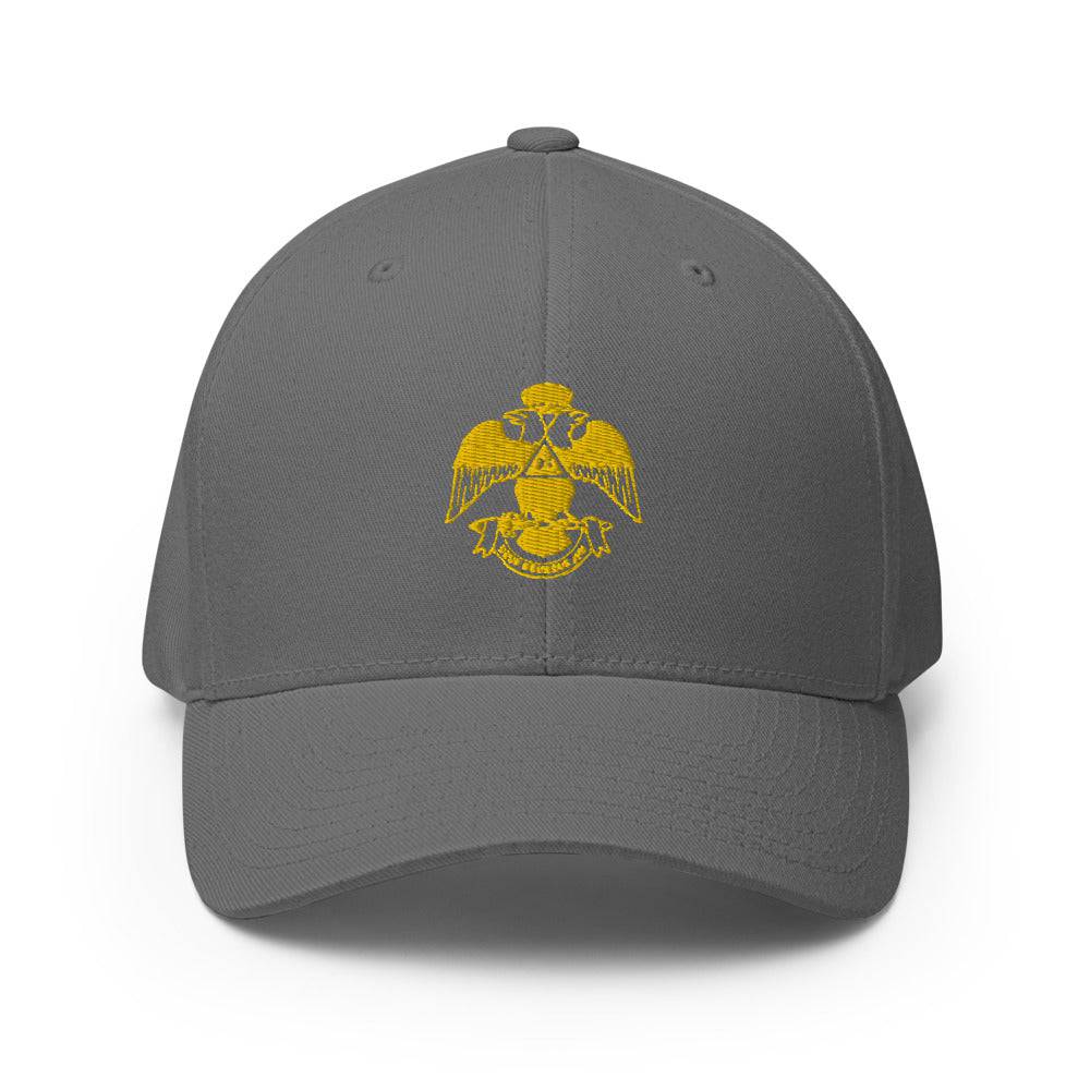 33rd Degree Scottish Rite Baseball Cap - Wings Down Golden Embroidery - Bricks Masons