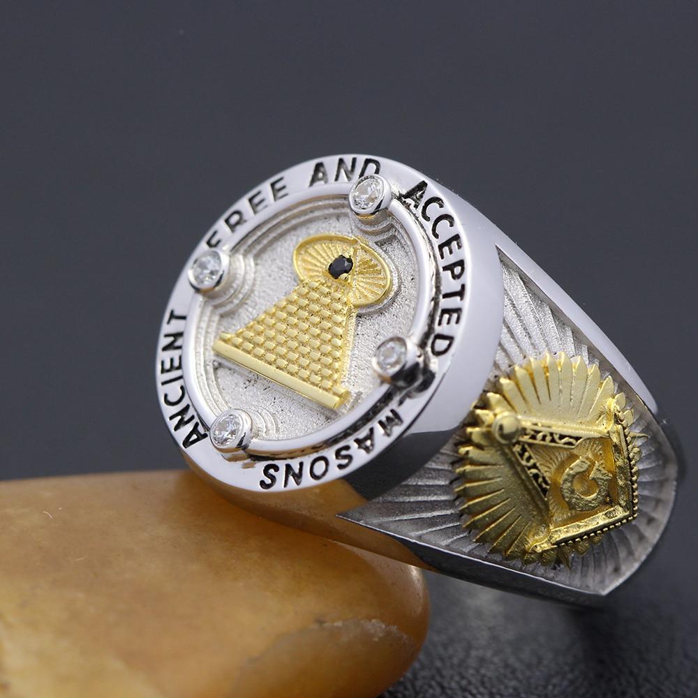 33rd Degree Scottish Rite Ring - Ancient Free And Accepted Masons Sterling Silver - Bricks Masons
