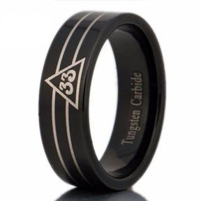 33rd Degree Scottish Rite Ring - Black Tungsten Personalizable - Bricks Masons