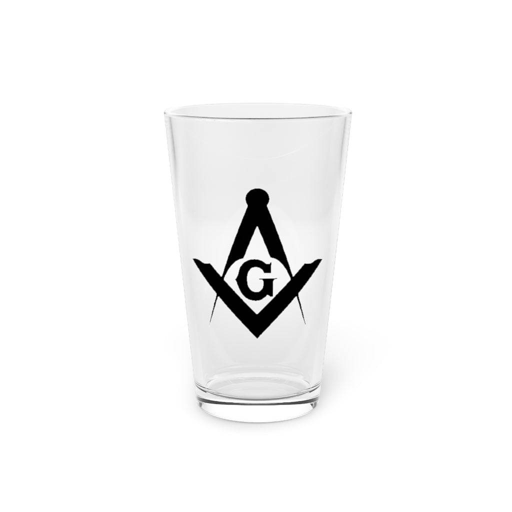 Master Mason Blue Lodge Pint Glass -16oz Black Square & Compass G