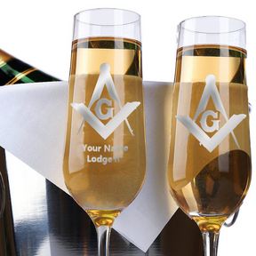 Master Mason Blue Lodge Champagne Flute - 2 Pieces Set