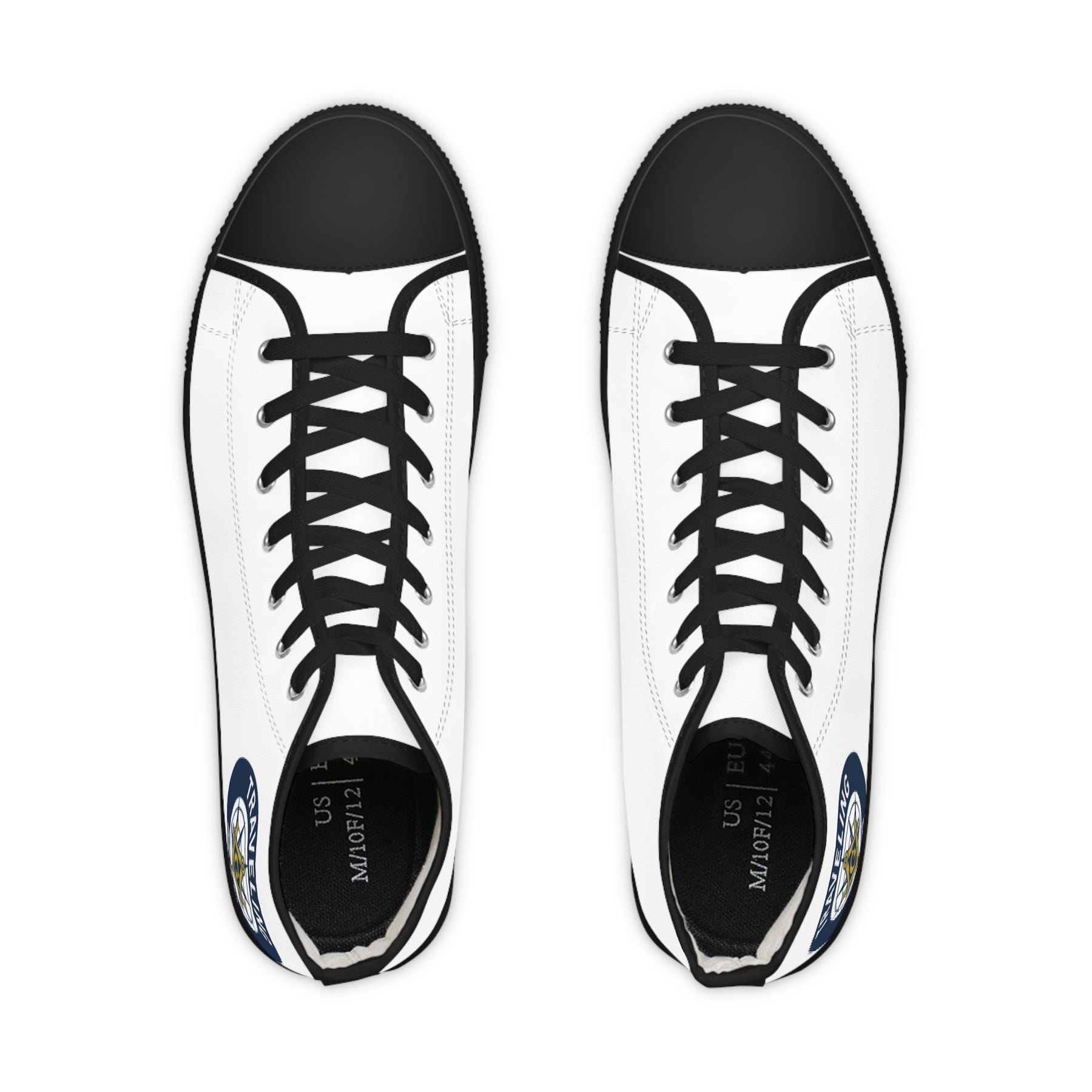 Master Mason Blue Lodge Sneaker - High Top Black & White Sole Traveling Mason - Bricks Masons