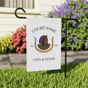 DOI Yard Flag - White Poly Poplin With Personalization - Bricks Masons