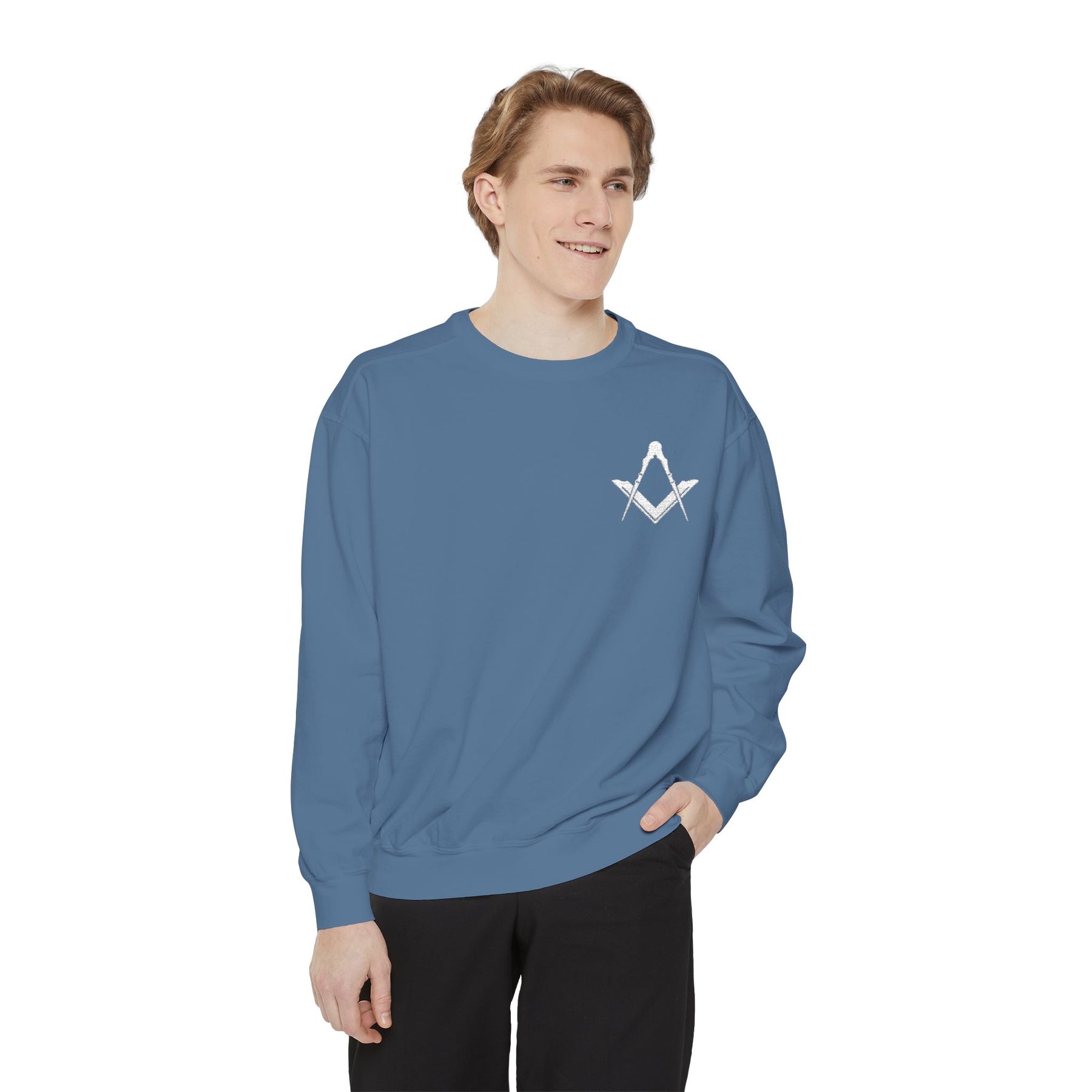 Master Mason Blue Lodge Sweatshirt - Embroidered Square & Compass - Bricks Masons