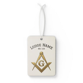 Master Mason Blue Lodge Car Air Freshener - Gold S&C G With Personalization - Bricks Masons