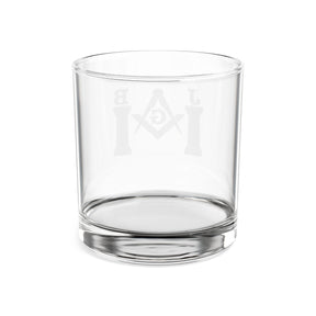 Master Mason Blue Lodge Whiskey Glass - Square & Compasses with Twin J&B Pillars
