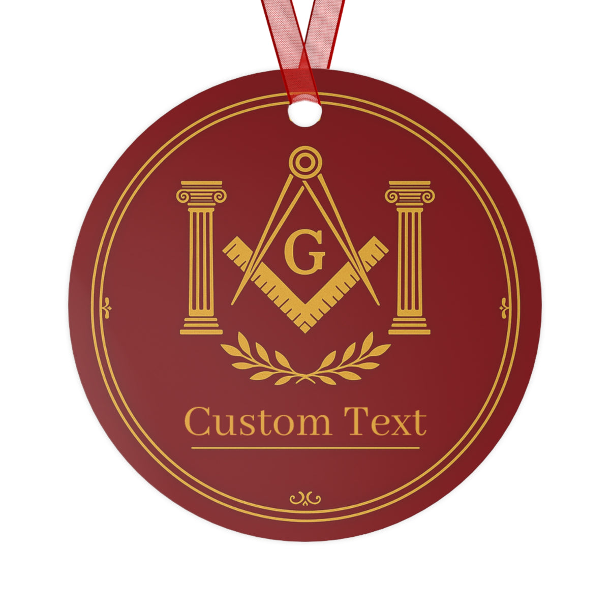 Master Mason Blue Lodge Christmas Ornament - Square & Compass G with Pillars Customized - Bricks Masons
