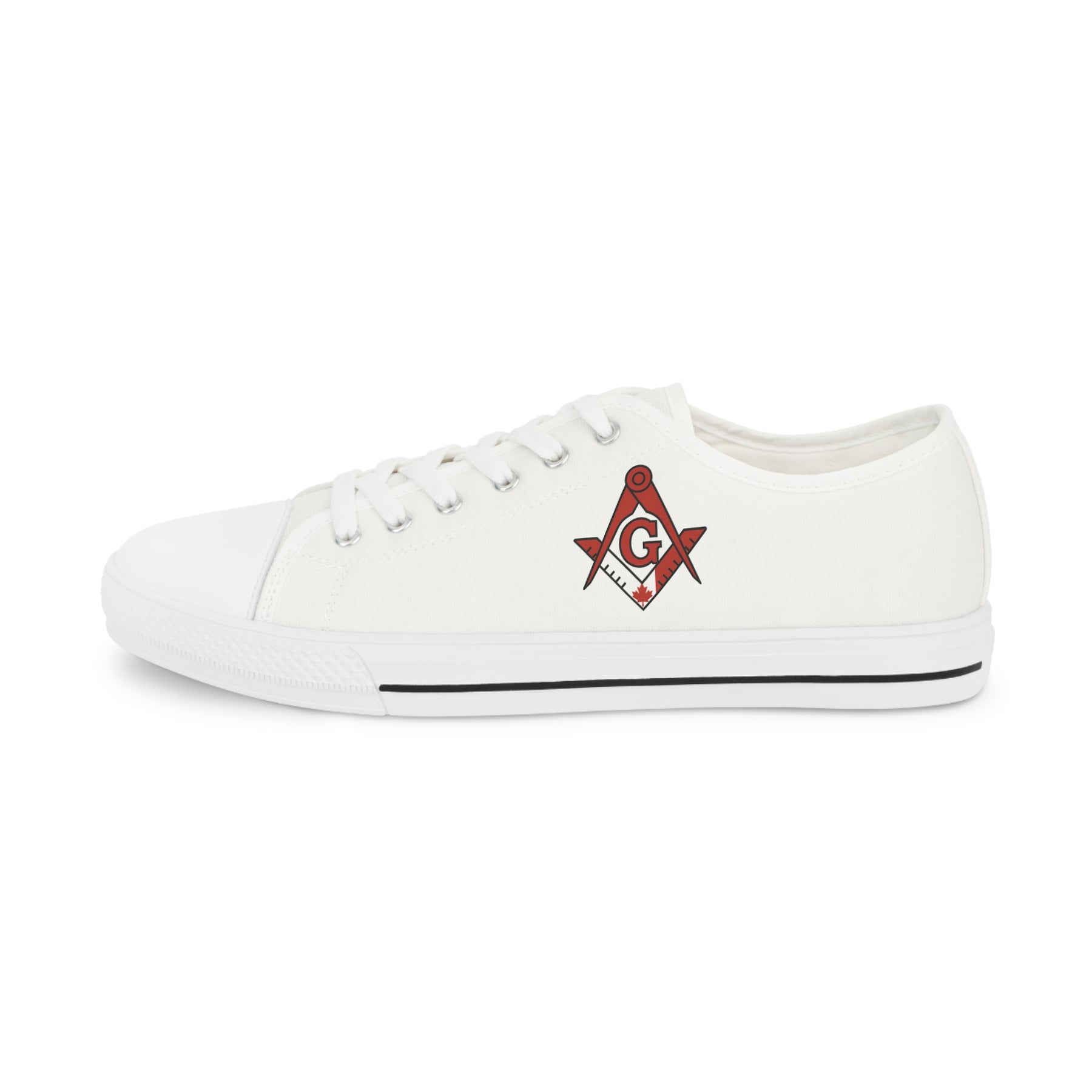 Master Mason Blue Lodge Canada Jurisdiction Sneaker - Low Top Sneaker Black & White S&C G Flag - Bricks Masons