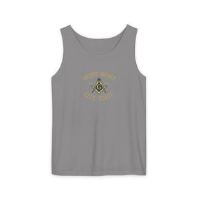 Master Mason Blue Lodge Tank Top - Personalizable Garment-Dyed Square & Compass G - Bricks Masons