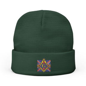 Master Mason Craft Beanie - Knit Embroidery United Kingdom Mason - Bricks Masons