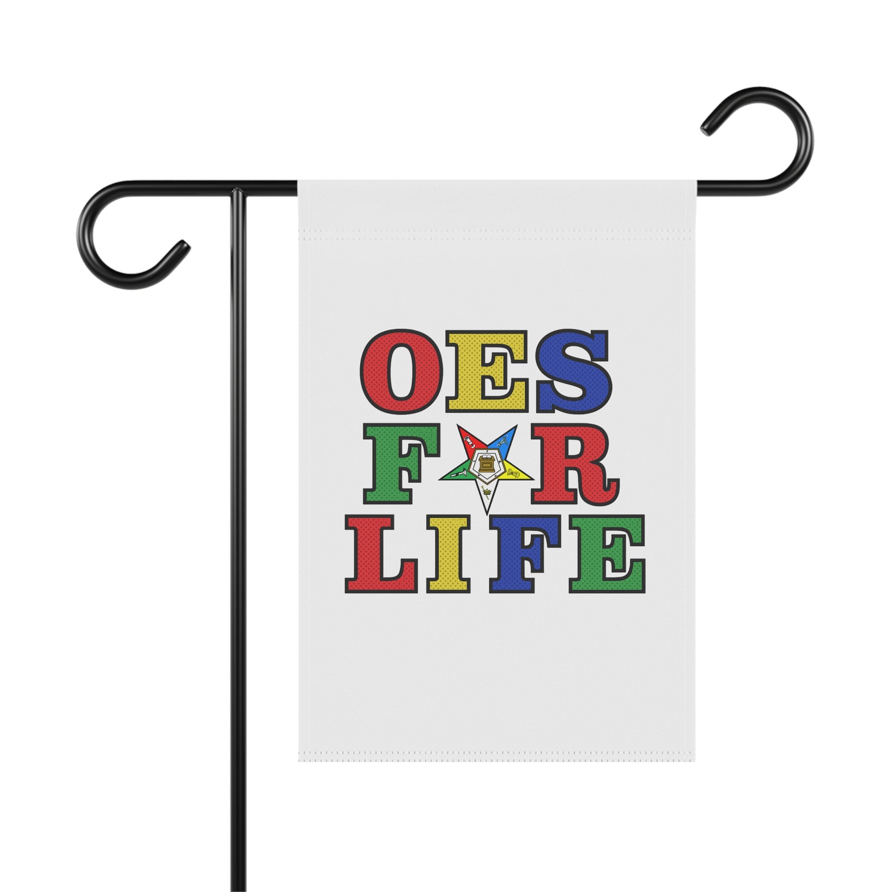 OES Yard Flag - White OES For Life Poly Poplin - Bricks Masons