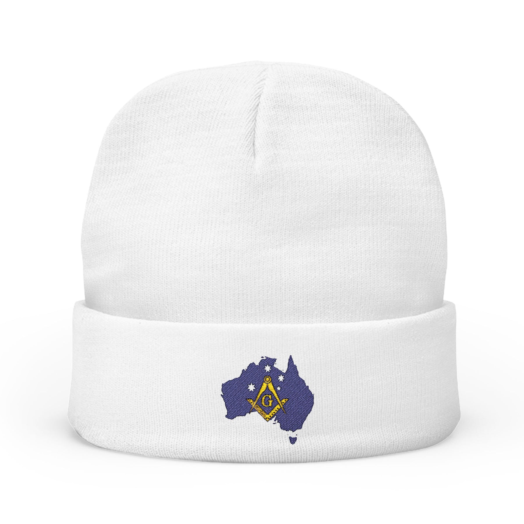 Master Mason Blue Lodge Australia Jurisdiction Beanie - Knit Embroidery Mason S&C - Bricks Masons