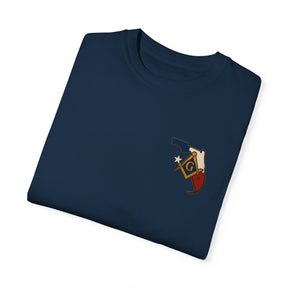 Master Mason Blue Lodge T-Shirt - Garment-Dyed Florida Mason - Bricks Masons