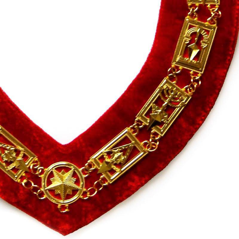 Council Chain Collar - Gold Plated on Red Velvet