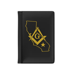 Master Mason Blue Lodge Passport Cover - California Mason Black PU Leather - Bricks Masons
