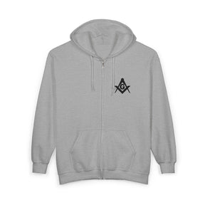Master Mason Blue Lodge Hoodie - Zip Up Jacket Customizable Back Embroidery - Bricks Masons