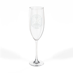 Master Mason Blue Lodge Champagne Flute - Checkered Floor Pillars All-Seeing Eye & Tools