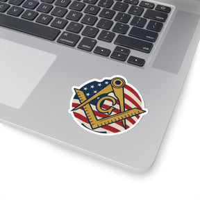 Fellowcraft Blue Lodge Sticker Decal - Kiss-Cut US Flag Various Sizes - Bricks Masons