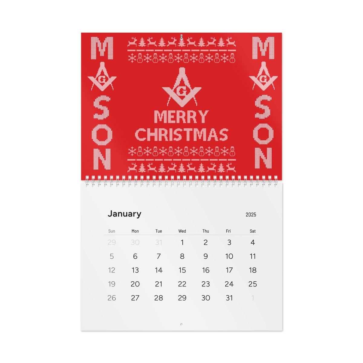 Master Mason Blue Lodge Calendar -  Ugly Merry Christmas Square and Compass G 2025 - Bricks Masons