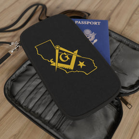 Master Mason Blue Lodge Passport Wallet - California Mason With Shoulder & Wrist Strap - Bricks Masons