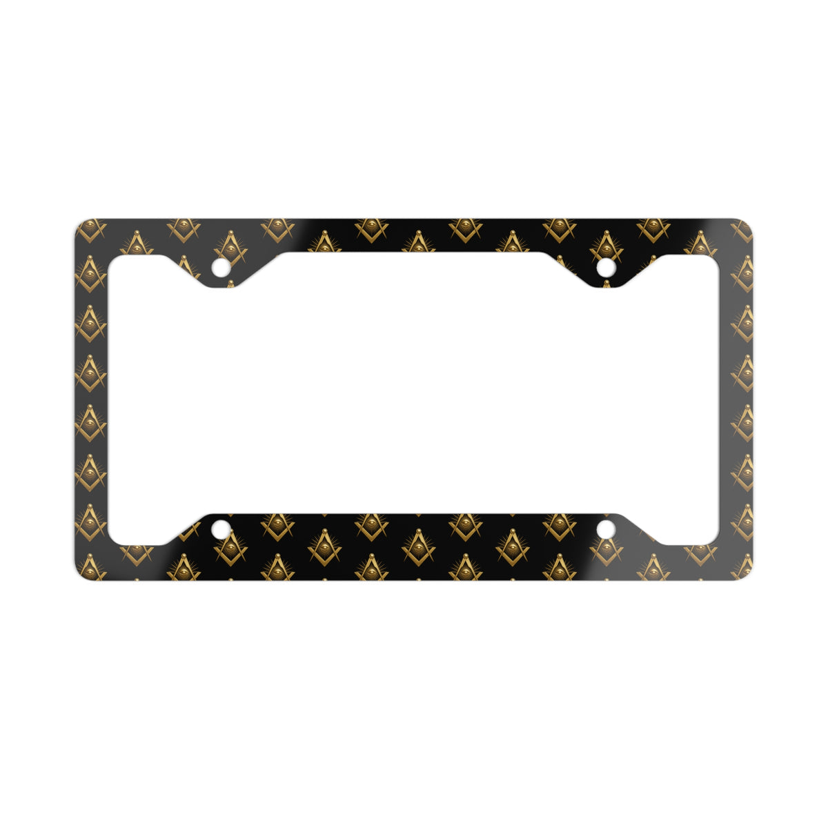 Master Mason Blue Lodge License Plate Frame - Tiled Square & Compass with Eye Print - Bricks Masons